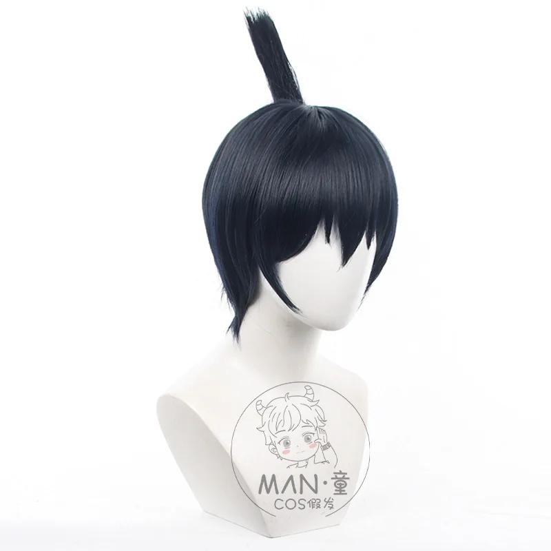 Kettensägenmann Aki Hayakawa Cosplay Perücke Schwarz Blau Integrierter Pferdeschwanz Kurzes Haar Halloween Geschenk