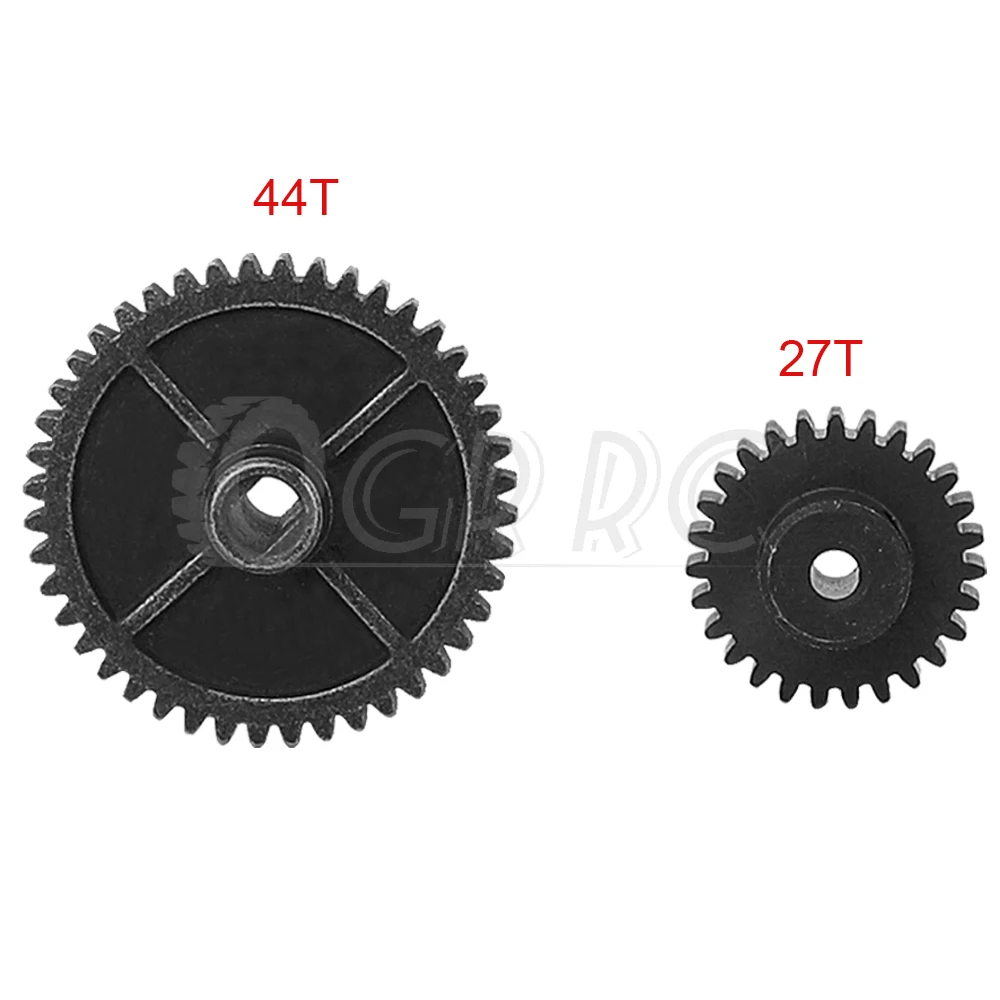 2Pcs/set 44T/27T Decelerate Steel Gear+Motor Gear for Wltoys 144001 124016 124017 124018 124019 RC Car Replacement Parts