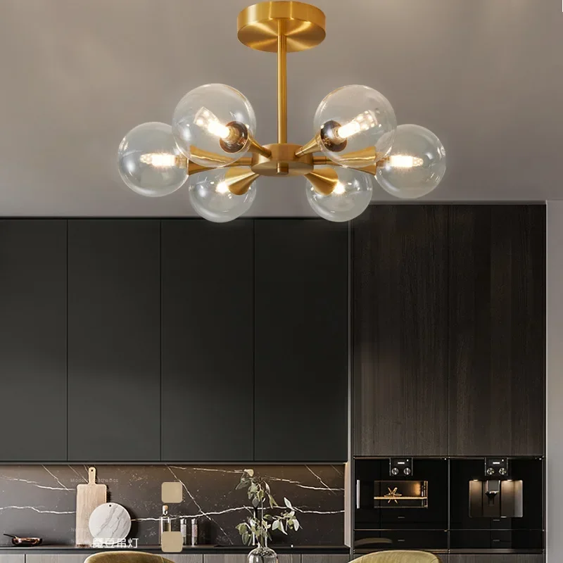 2026 Modern Luxury Ceiling Lamp For Home Decor Nordic Glass Ball Iron/copper Chandeliers Living Dining Room Bedroom Fixtures