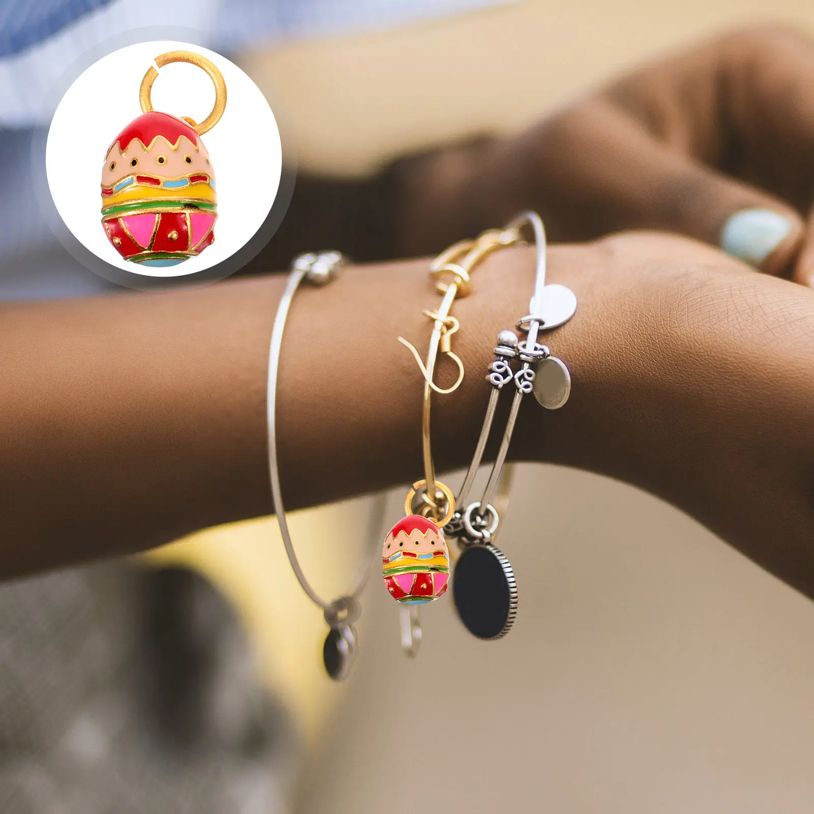 

Оптовый набор медных подвесок-шармов в форме пасхальных яиц для изготовления украшений своими руками: для ожерелий, браслетов, брелоков, декоративных поделок на Пасху