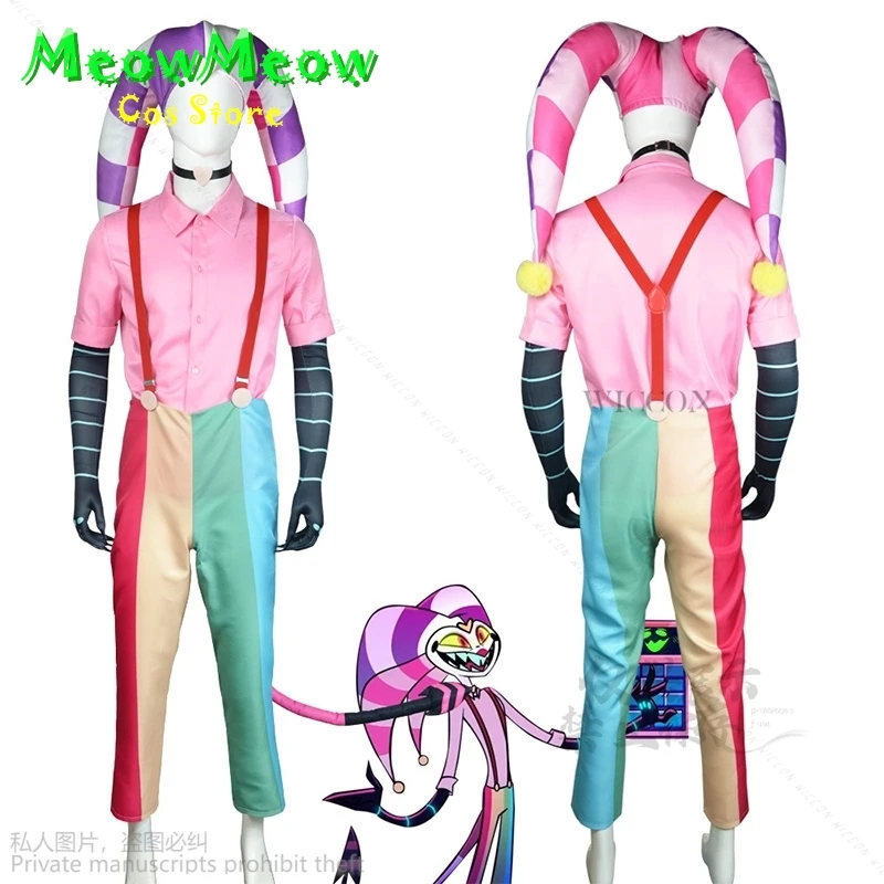 

Hot Anime Helluva Fizzarolli Full Set Top Pants Hat Unisex Adult Kids Halloween Party Cosplay Boss Costume Performance Uniform