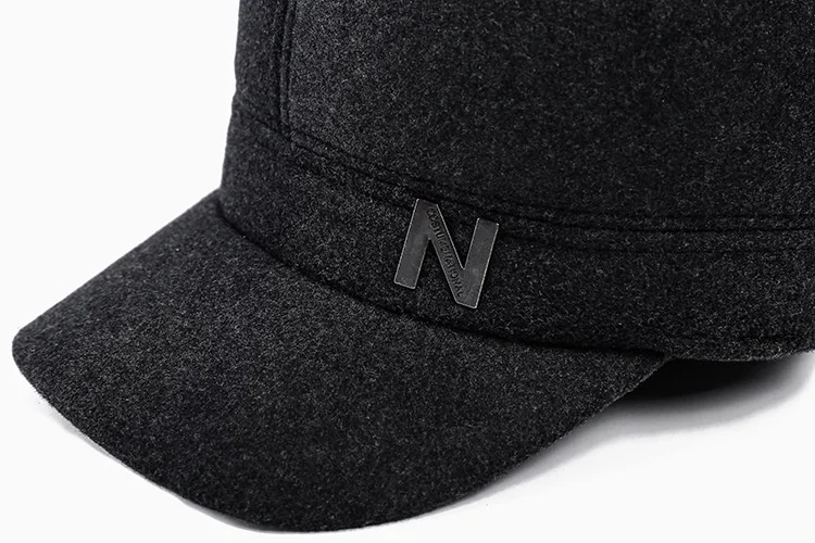 Autumn Winter Warm Woolen Baseball Cap For Men Solid Dad Hat With Earmuffs Male Plus Thickened Ear Protection Bone