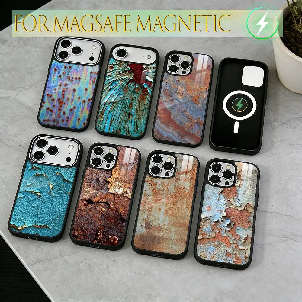

Retro Industrial Style Rusty Phone Case For iPhone17,16,15,14,13,12,11 Plus,Pro Magnetic For Magsafe Wireless Charging