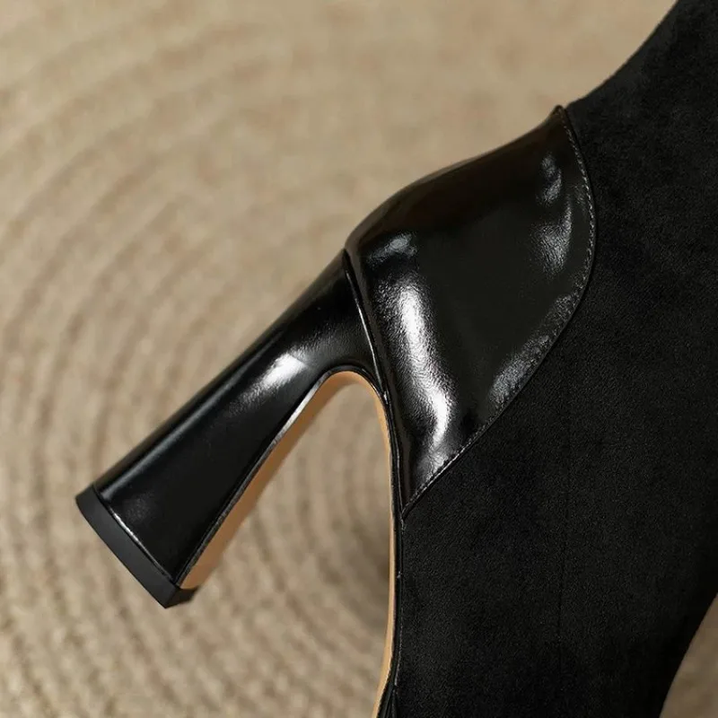French-style Chunky Ankle Boots For Women, Waterproof Platform, High-heeled Short Boots, Fashionable And Versatile Single Boots_voghion.com