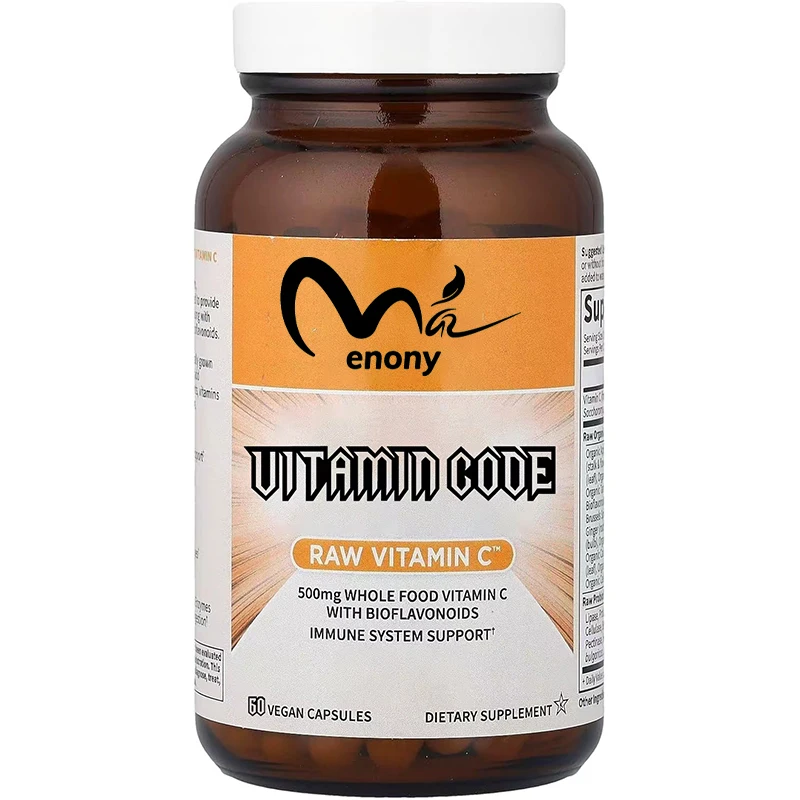 500mg whole food vitamin C+mixed with fruits and vegetables and probiotics, 60 capsules supplement, vegan, gluten free