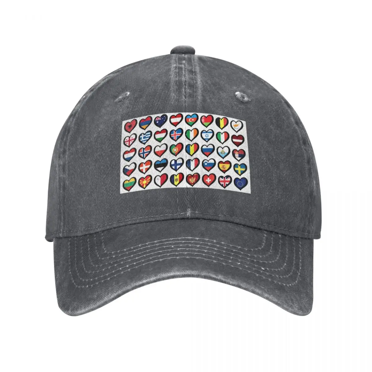 

Eurovision Song Contest Flags Hearts Baseball Cap hiking hat Thermal Visor Boy Child Women's