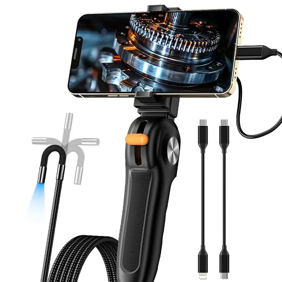 

Articulating Borescope with Light for iPhone and Andriod Users, Inspection Camera Industrial Endoscope with 8.5mm Articulated Pr