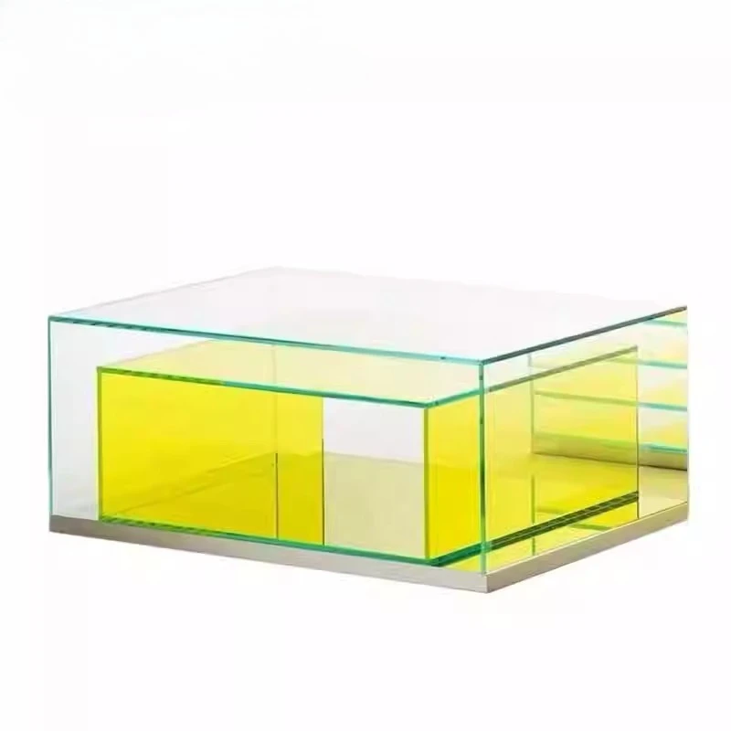 

Simple Italian coffee table, square side table, bedside table, stained glass storage cabinet