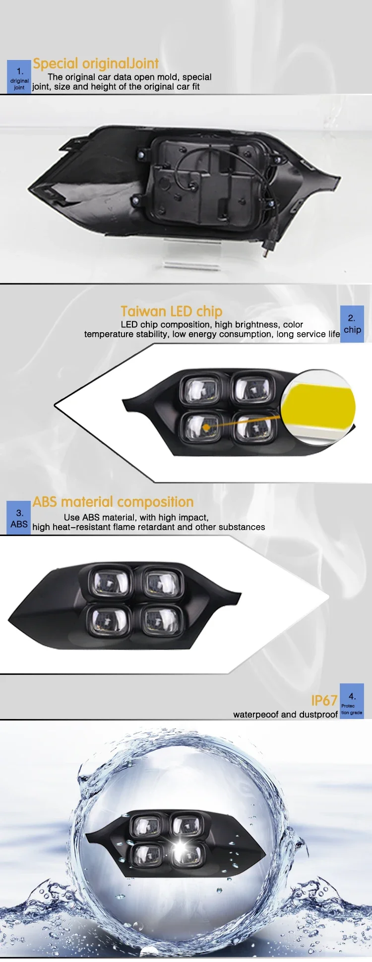 DRL For Mitsubishi Pajero Sport 2015 2016 Fog Lamp Modification Car Led Daytime Running Light Dynamic Yellow Turn Signal Lights detail image 3