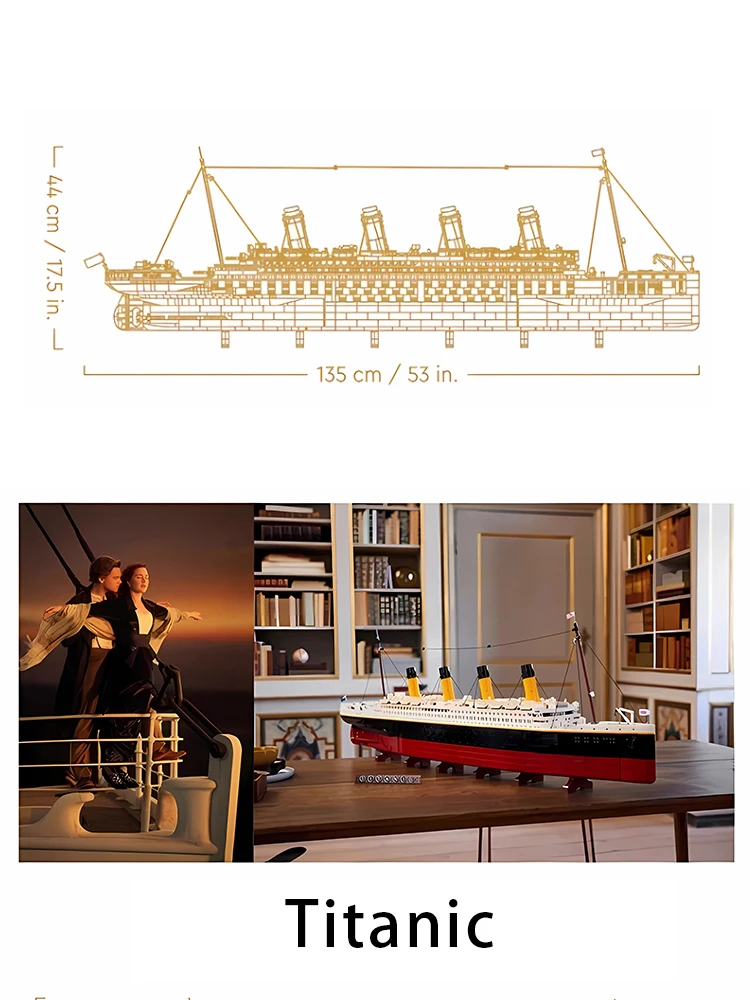 لعبة تيتانيك سفينة شراعية مجمعة لبنات البناء نموذج كبير ألعاب تعليمية هدية عيد ميلاد طول 1.35 متر. #4
