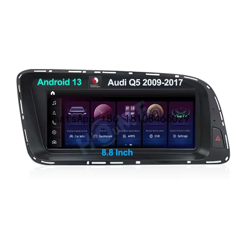 Layar Sentuh LCD Android 13 Qualcomm untuk Audi Q5 2009-2017 Sistem Navigasi GPS Sistem Hiburan Pengontrol Pusat