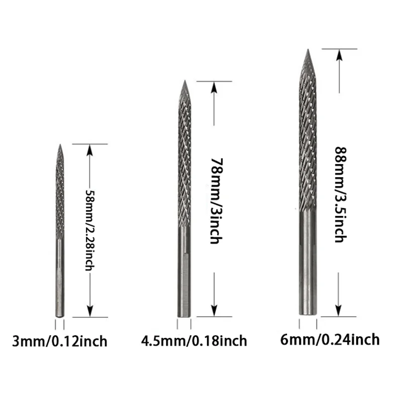 Tire Reamer Drill Bit Tire Repair Carbide Burr Drill Bit Patches Plug Cutters Wire Cutter Reamer Repair Tool(3Pcs,3mm/4.5mm/6mm)