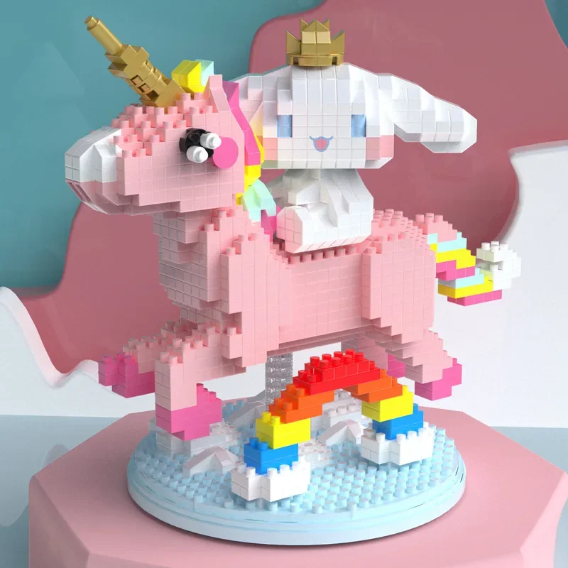 Figurines de Dessin Animé Kuromi Nairobi orn, Jouets en Microparticules Assemblées, Boîte de Puzzle de Décoration de Nuit de Construction, Cadeau pour Enfant