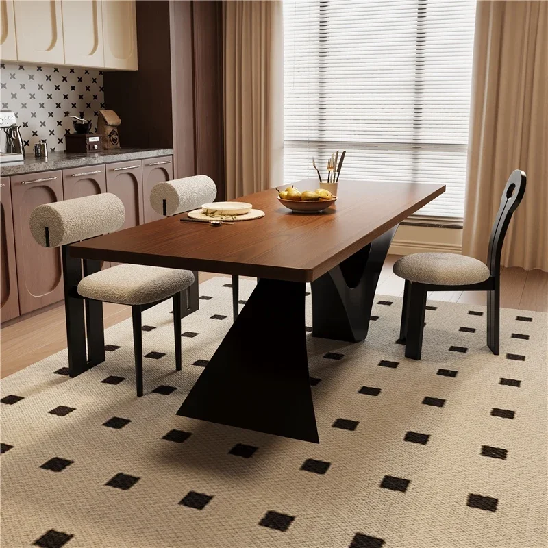 For Antique Style Solid Wood Dining Table Retro Rectangular Ash Tea Table Household Living Room Minimalist Creative Dining Table