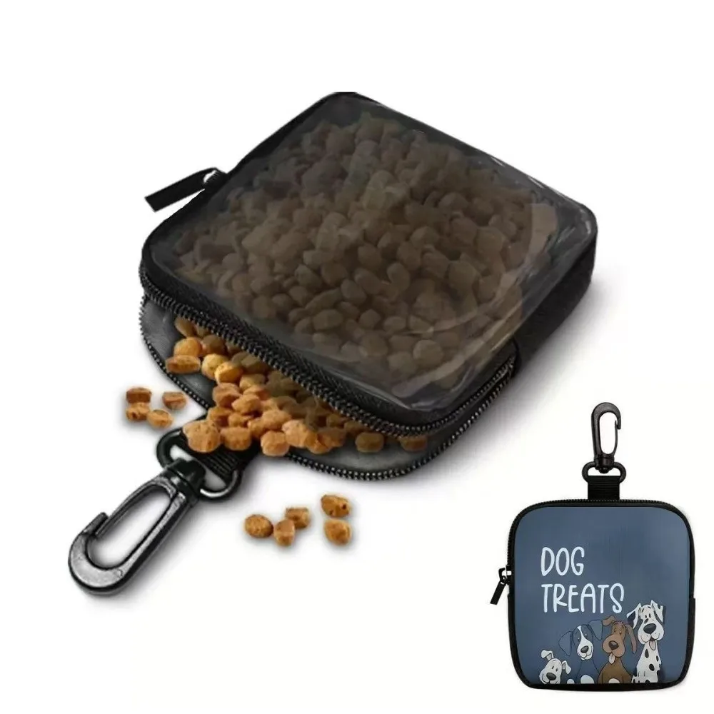 Waterproof Dog Treat Pouch Zipper Closure Transparent Window Pet Snack Bag Printed Design Snack Container Pet Feeding Bag Travel