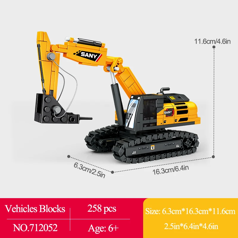 4 Styles City Engineering Vehicles Building Blocks Wheel Loader Excavator Crane Construction Model Mini Bricks Toys For Kids