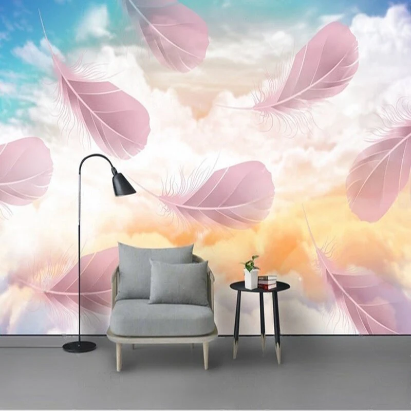 

Современная и простая ручная роспись, мечтательное перо, небо, телевизор, роскошная фоновая бумага для дома, спальни