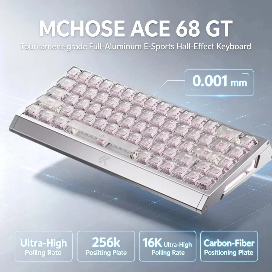 MCHOSE Ace68 GT Aluminum Alloy Magnetic Switch Gaming Keyboard 68 Keys 8000Hz Polling Rate RT 0.001mm 0.06ms Gaming Mechanical