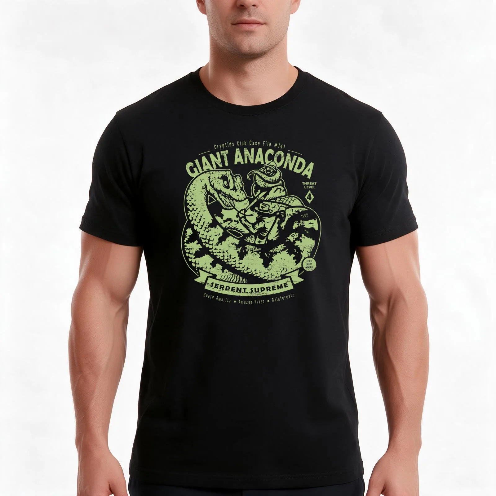 Giant Anaconda - Crytpids Club Case file #141 T-Shirt, Summer Casual Cotton Tee, Oversized Streetwear Tops, Unisex Men Women