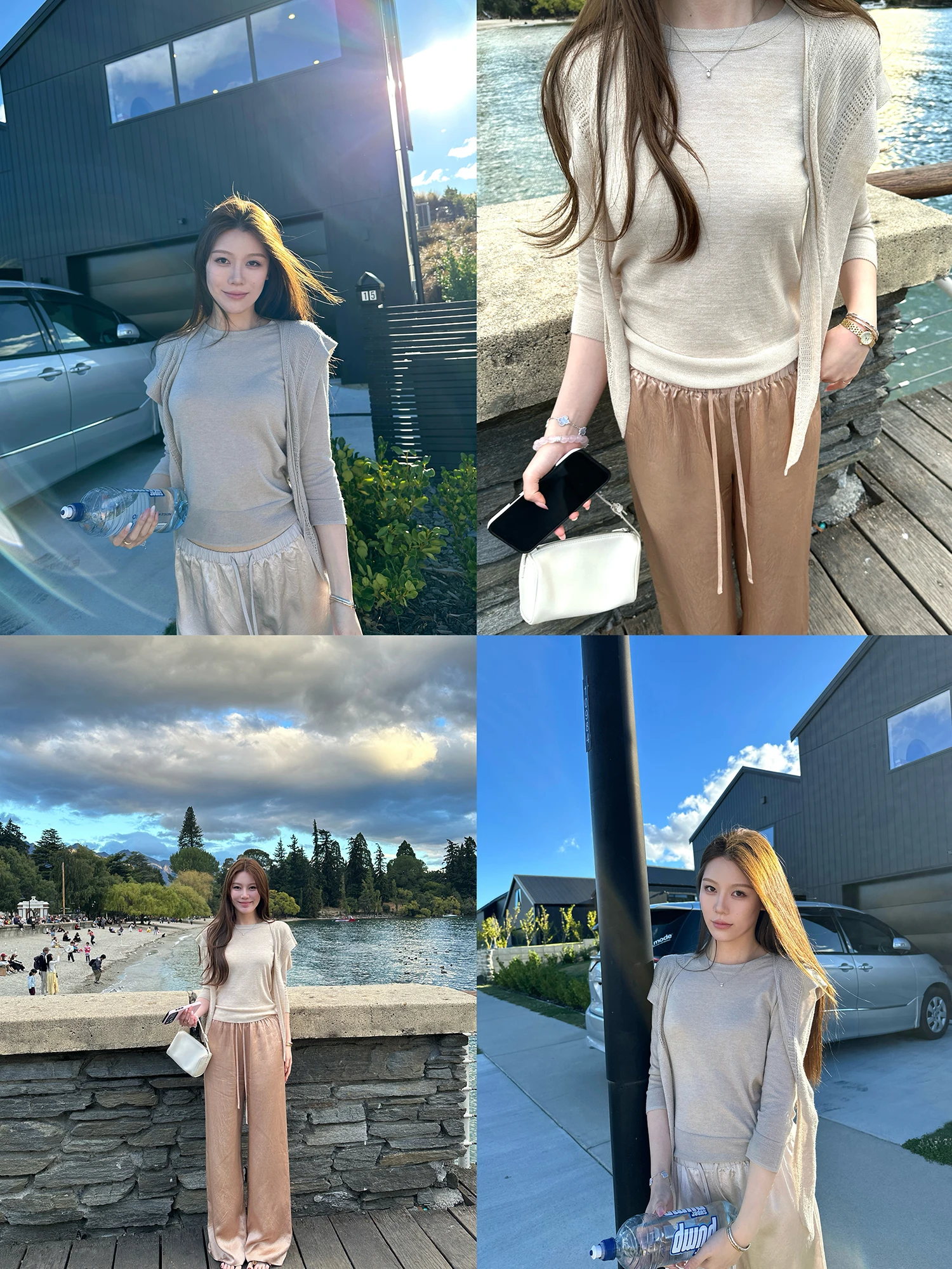 

Chic Wool Blend Knitted Long Sleeve Shawl Set Women's Fashion Casual Spring Outfit High Waist Trousers round Neck Open Cardigan