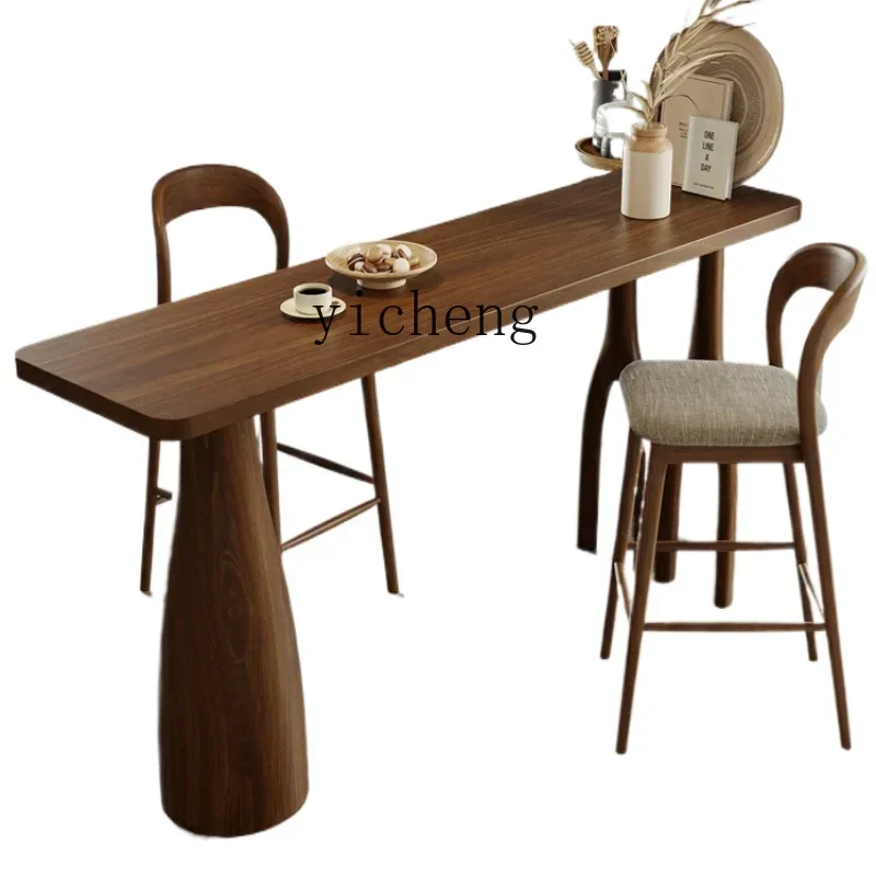 Solid Wood Bar Counter Family Kitchen Long High-Leg Table and Chair Living Room Wall Partition Bar Counter
