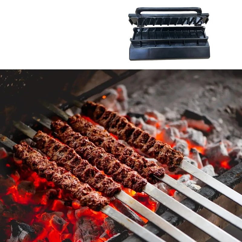 Large Kebab Maker Press, Black Plastic Kabab, Manual Kabob Mould, Kabob Maker Barbecue Skewers