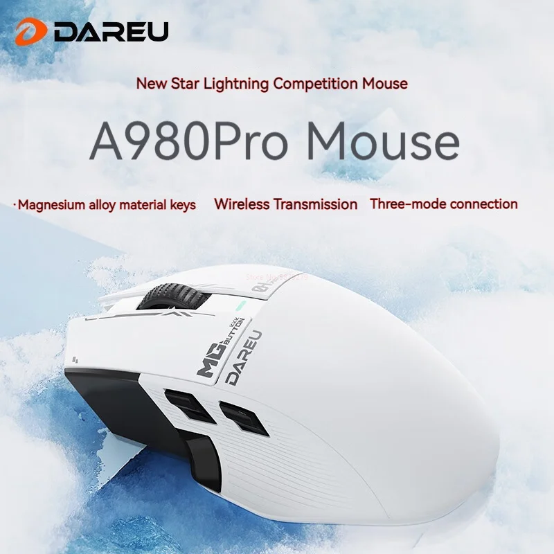 Dareu A980Pro Max Wireless Mouse Nearlink TFT Screen Three Modes PAW3395 Sensor Low Latency Gaming Mouse Magnesium Alloy key Mac