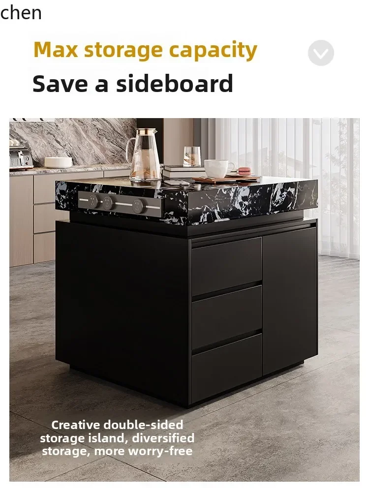 

HYS high-grade rock slab island cabinet with sink minimalist small apartment dining table integrated