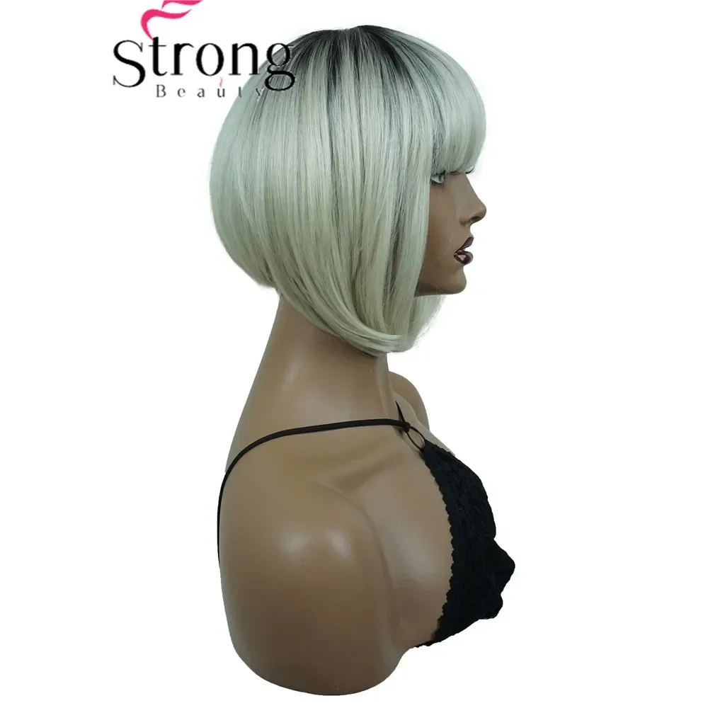 Women\'s Wig Bob Short Straight Hair Synthetic Hair Blonde Wigs Ombre Dark roots StrongBeauty