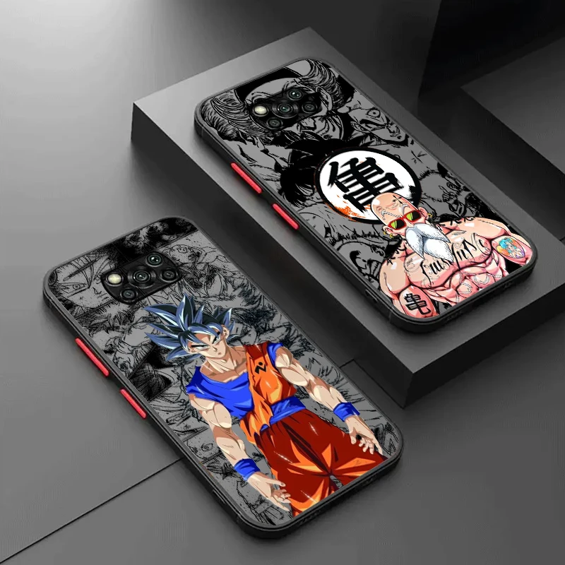 Art D-Dragon Ball Vegeta Goku Frosted Translucent For Xiaomi Mi Poco X5 X4 X3 M6 M5S M5 M4 M3 F5 F4 F3 GT Pro 5G Back