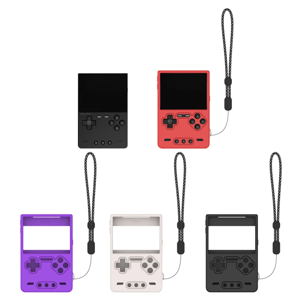 Casing Penutup Kulit Lembut Tahan Benturan Lengan Cangkang Pelindung Silikon Antigores dengan Tali untuk Konsol Game Genggam Trimui Brick