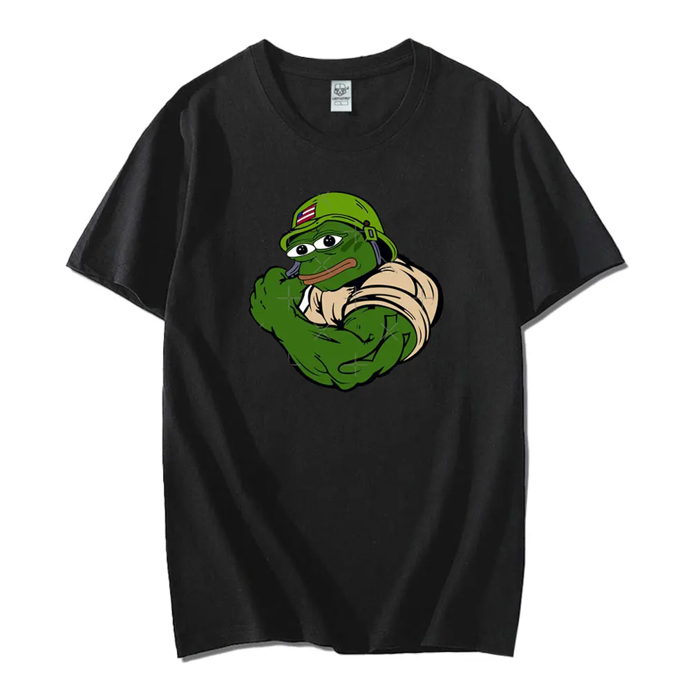 Pepe The Frog Frog-patterned Shirt Cartoon Christmas T-Shirt Men Graphic Unisex Cotton Tees Y2k Clothes Breathable Cotton Shirts