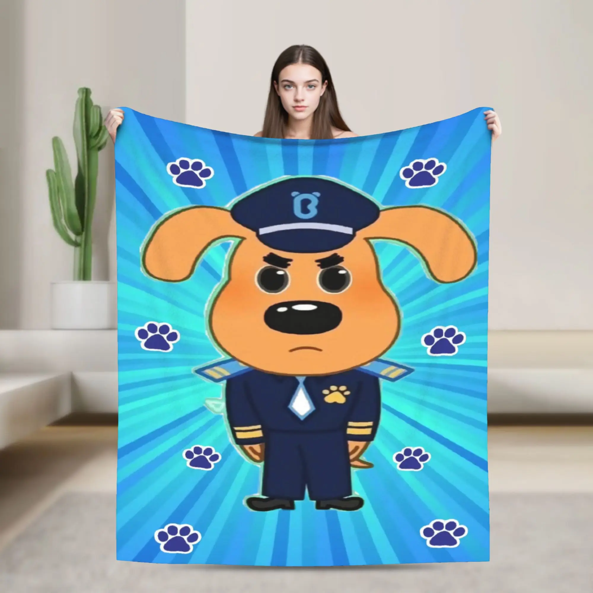 Sheriff Labrador Cartoon Animation Blanket Quality Super Soft  Throw Blanket Winter Decorative Bedroom Graphic Bedspread