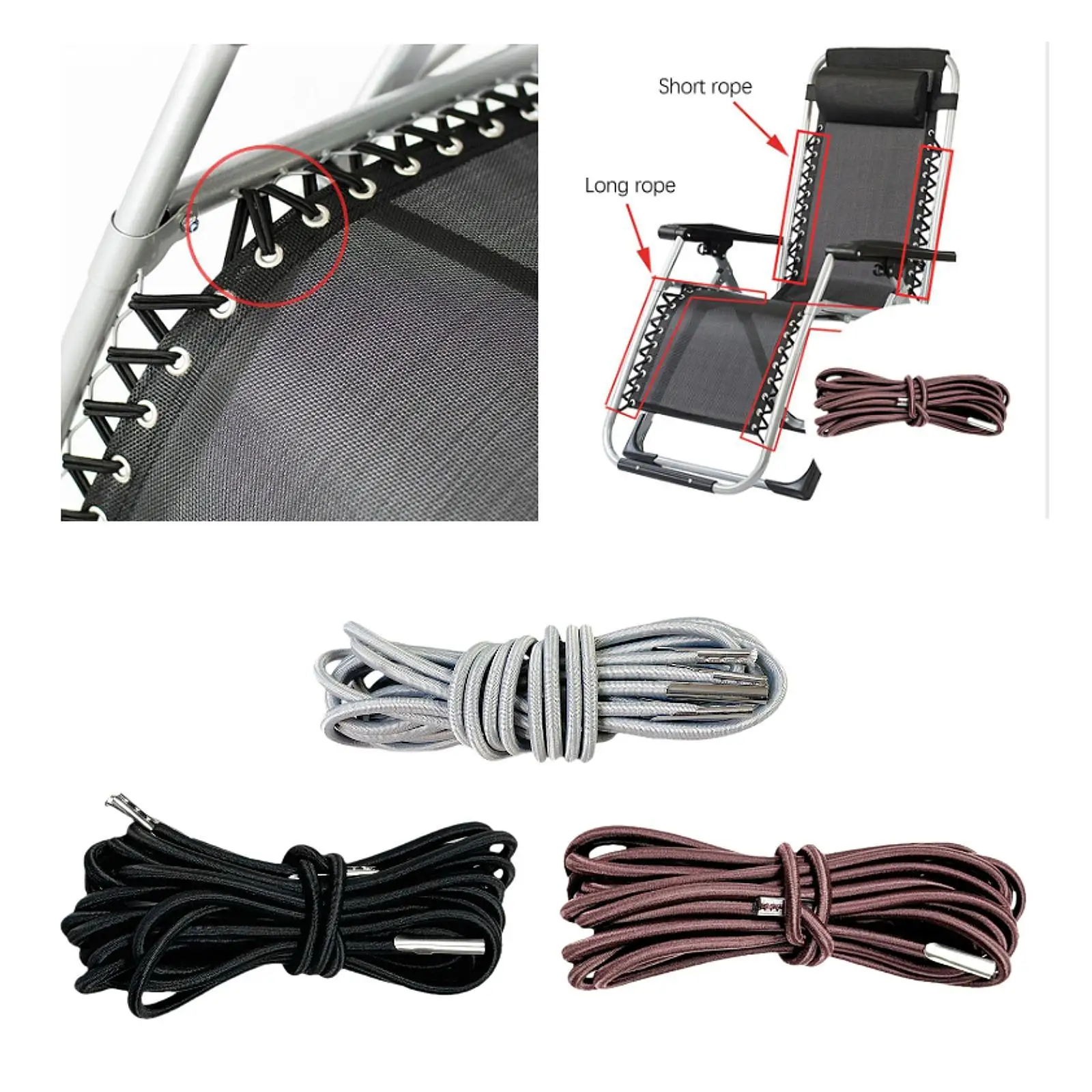 Latex Stretch Cord Bungee Rope Set for Lounge Chair Supplies Outdoor Patio Repair Solutions