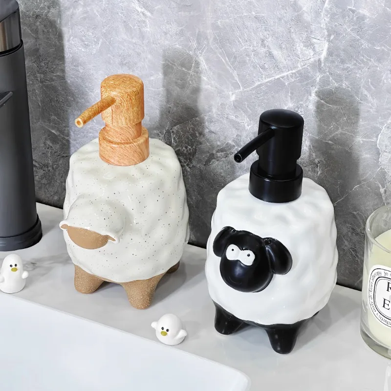 

Cute Ceramic Lotion Bottle Creative Sheep Soap Dispenser Bathroom Hand Wash Lotion Shower Gel Press Packaged Empty Bottle