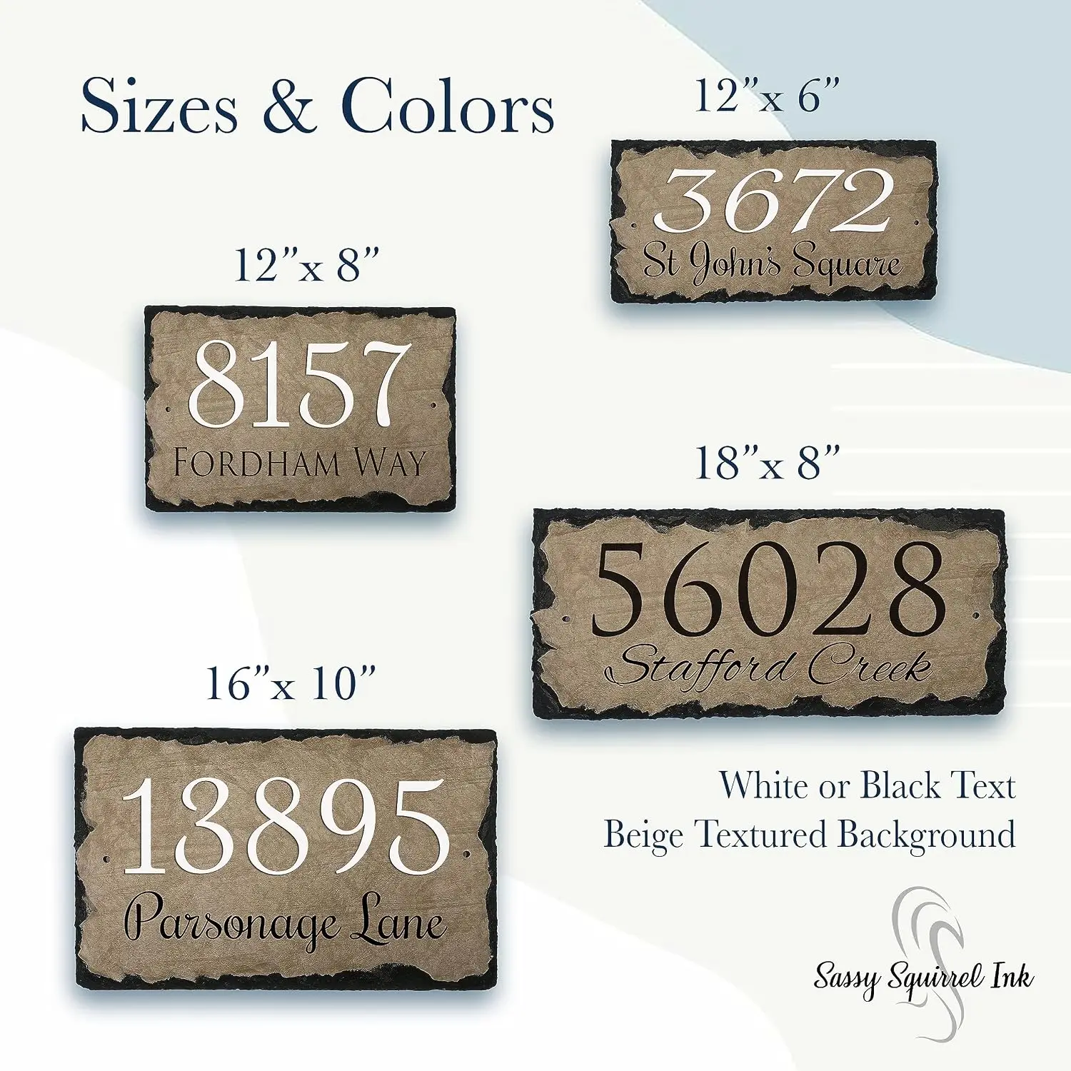 Custom House Number Slate Address Plaque Outdoor Wall Sign