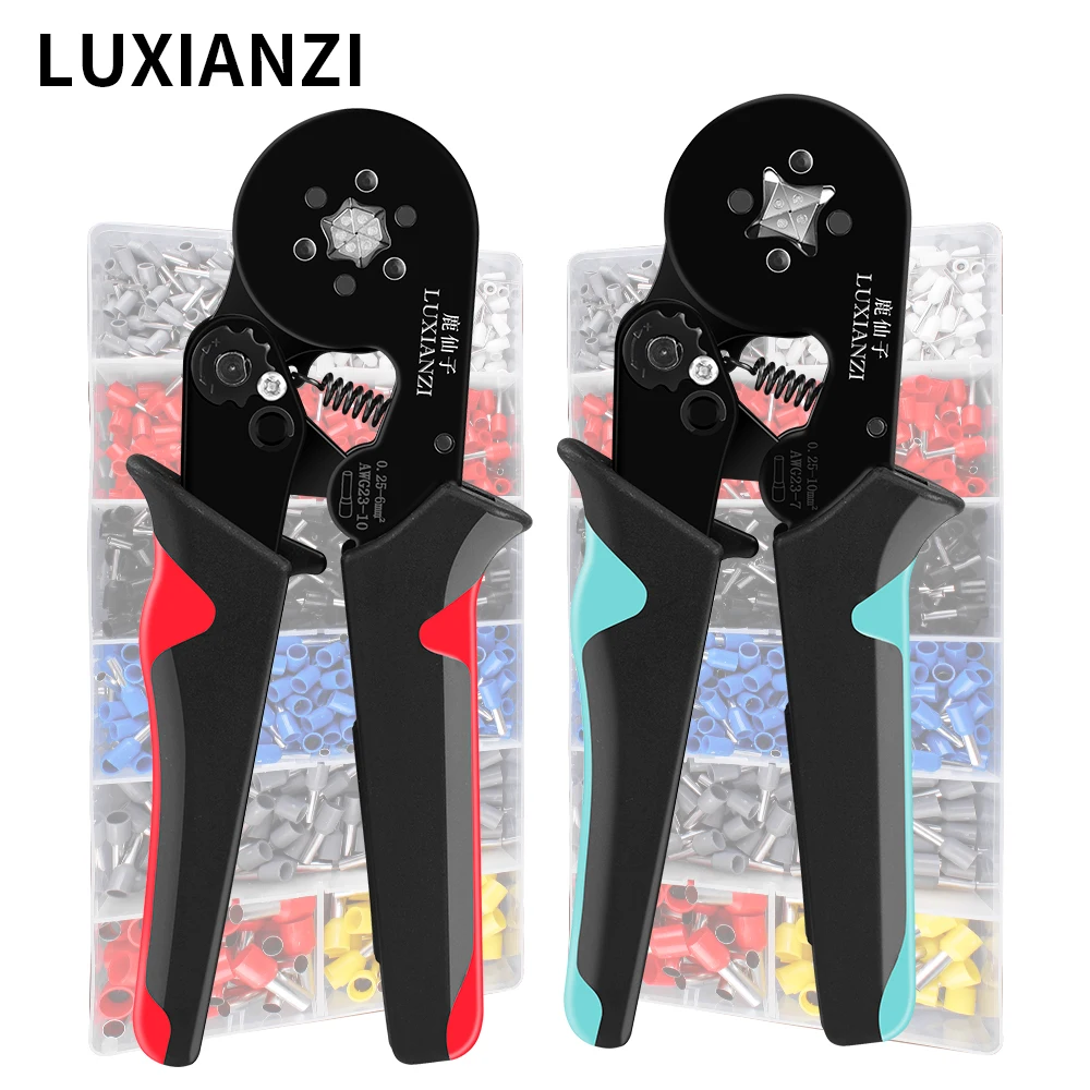 

LUXIANZI Hand Plier Tubular Terminal Crimping Tool HSC8 6-6 Electrician Clamp 0.25-10mm²/0.25-6mm² Wire Connection Repair Clamp