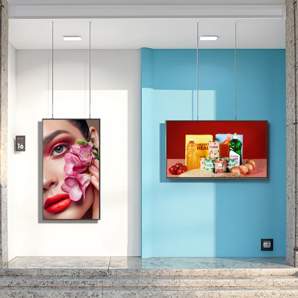 Retail Advertising Ultra Narrow Bezel 55 Inch 4K High Brightness WiFi Android LCD Wall Mounted Animation Elevator Screen