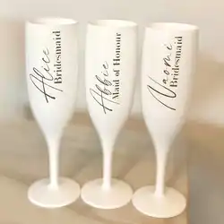 Personalised 1-6pcs Champagne Flutes Bulk Acrylic Toasting Drinking Flute Plastic Hens Wine Glasses for Wedding Birthday Party