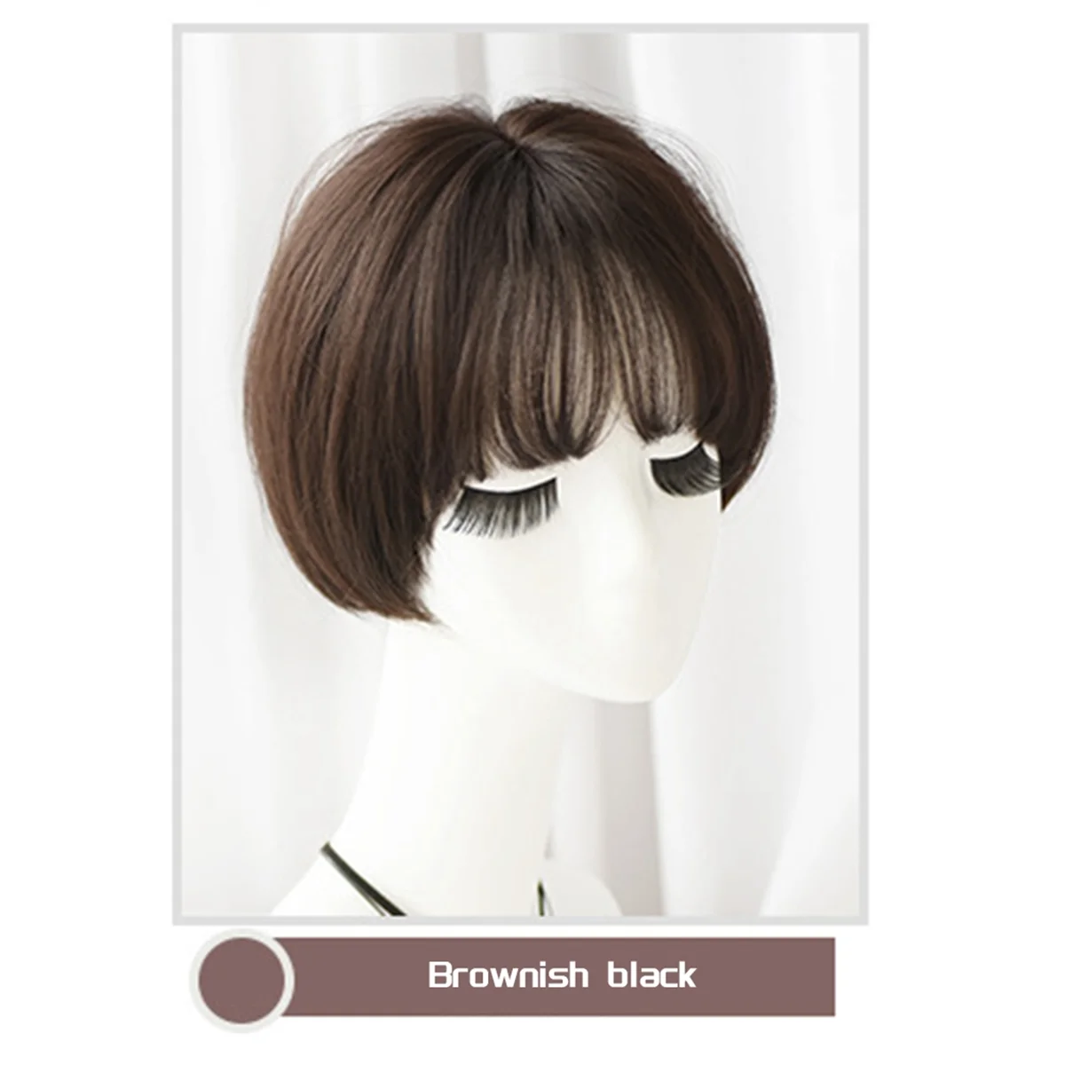 Wig Bob Bobo Wig with Bangs for Women, Natural Looking Short Bob Wig , Short Wig for Daily Korea Versions Brown Black