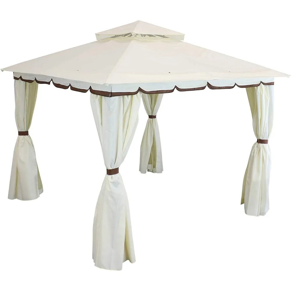 

10x10 Soft Top Patio Gazebo, Outdoor Gazebo Canopy with Privacy Curtains and Screens for Backyard, Steel Frame