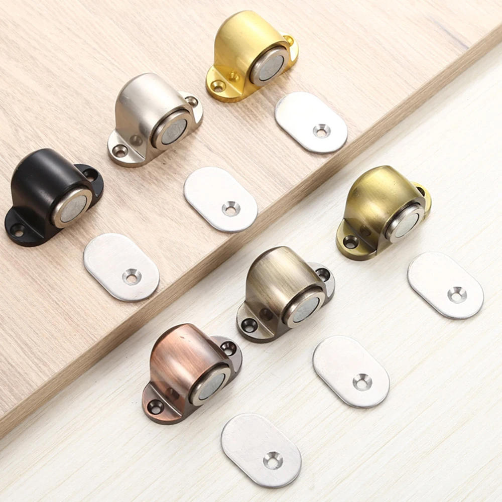 1 Set Door Stoppers with Mounted Screws Zinc Alloy Magnetic Doorstops Catch No Slamming or Hitting Walls Gate Door Supporting