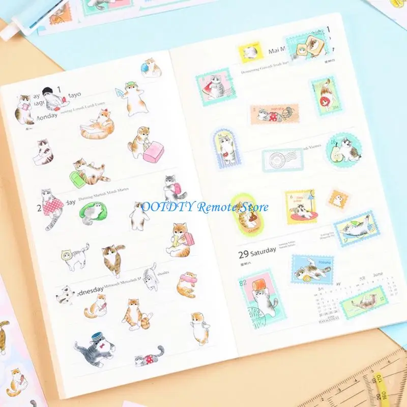 Expressive Feline Themed Sticker Suitable for Customizing Planners Art Journals