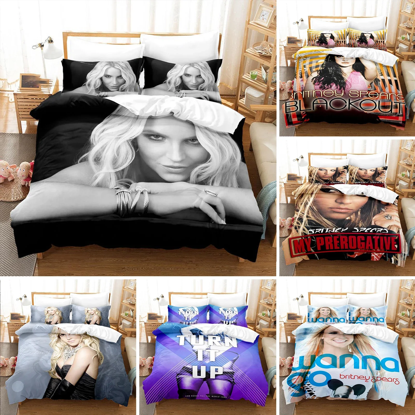 3D Printed Britney Spears Bedding Set Duvet Cover Bedroom Comforter Cover Single Twin King ​Size Quilt Cover Home Textile 2/3PCS