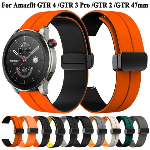 For Xiaomi Amazfit GTR 4 3 GTR3 Pro 2 2e Silicone Watchband Bracelet Magnetic Buckle Watch Strap For Amazfit GTR 47mm Wristband