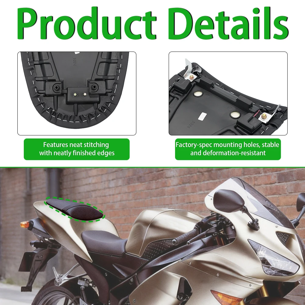Motorcycle Black Rear Passenger Seat Pillion Cushion Fit For Kawasaki Z750 Ninja ZX6R NINJA ZX636 2003 2004 Z1000 2003 - 2006 - view 4