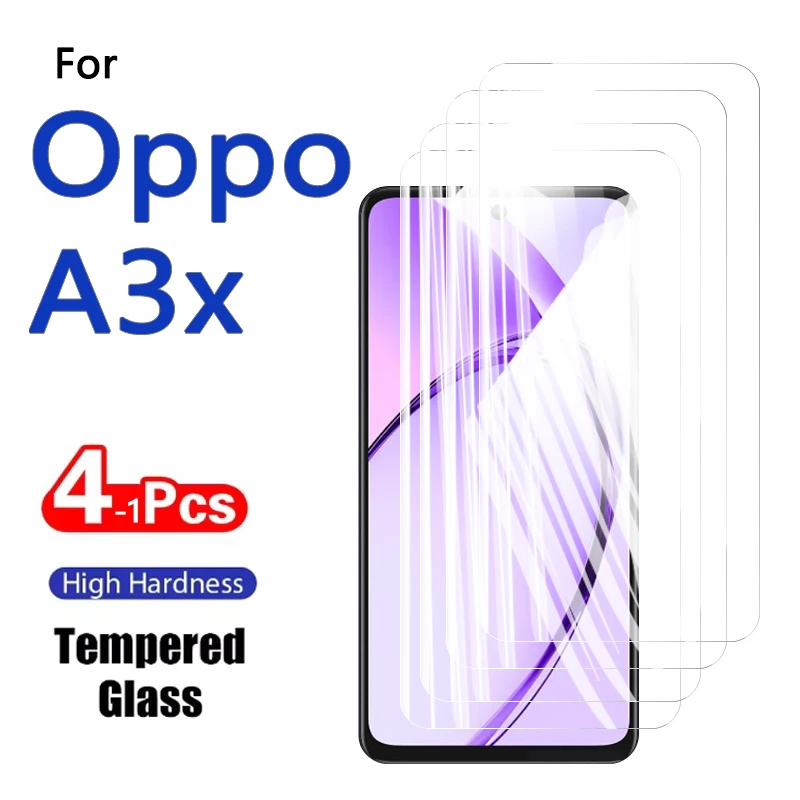 1–4 Stück Displayschutzfolien für Oppo A3x A3, 3 x 6,67 Zoll, gehärtetes Glas, Kristall, 9H, hohes Aluminium, kratzfestes Gehäuse, freundlicher Fingerabdruck