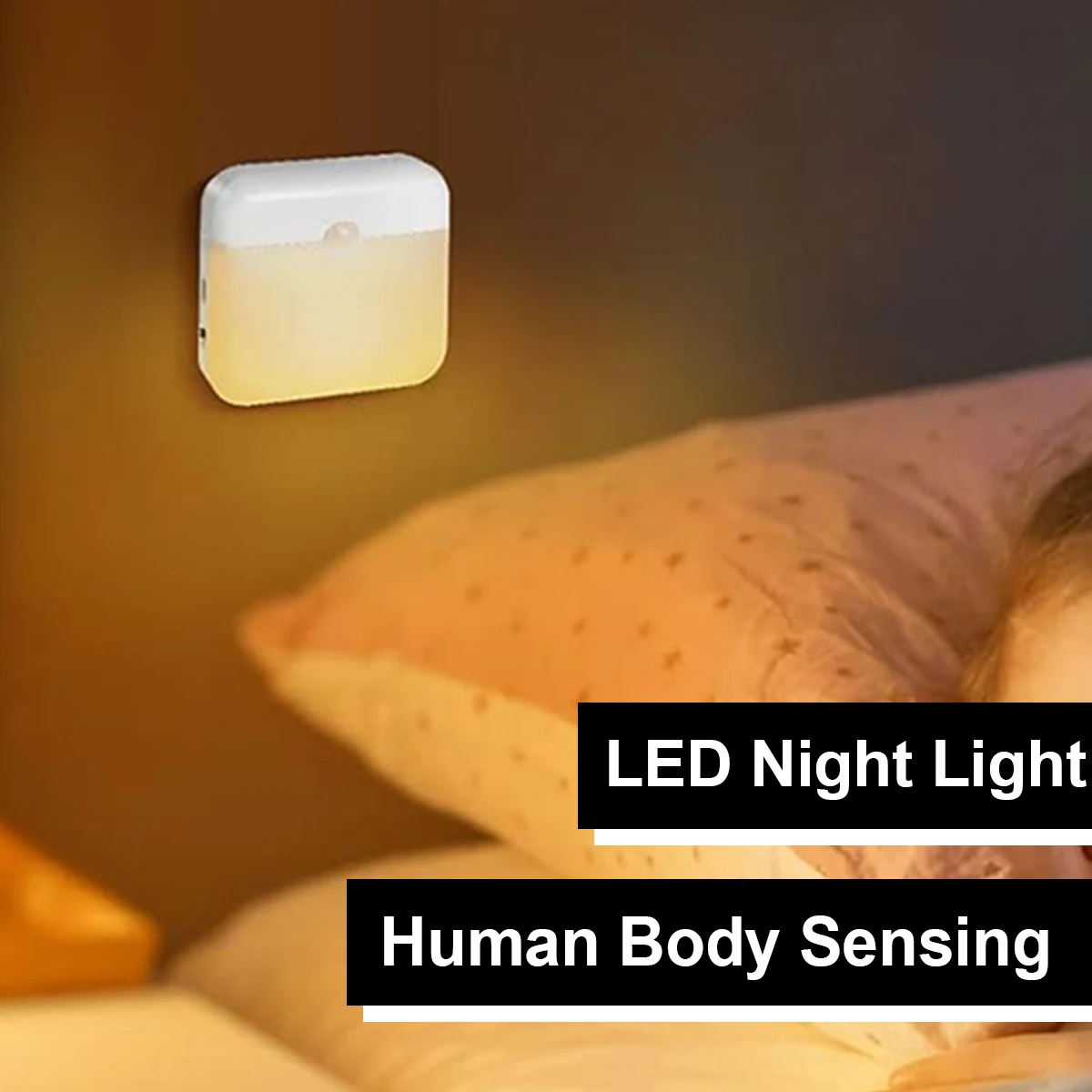 

Motion Sensor Led Night Light Wireless Wall Square Usb Smart Rechargeable Magnetic 2-colors Bedroom Lights Corridor Hallway Lamp