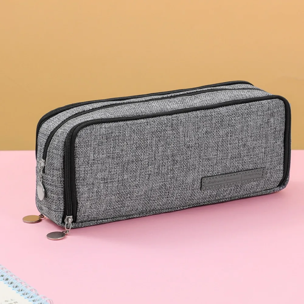 

Portable Large Storage Pencil Bag 3 Compartment Zipper Pen Case Cute Creative Pencil Pouch School