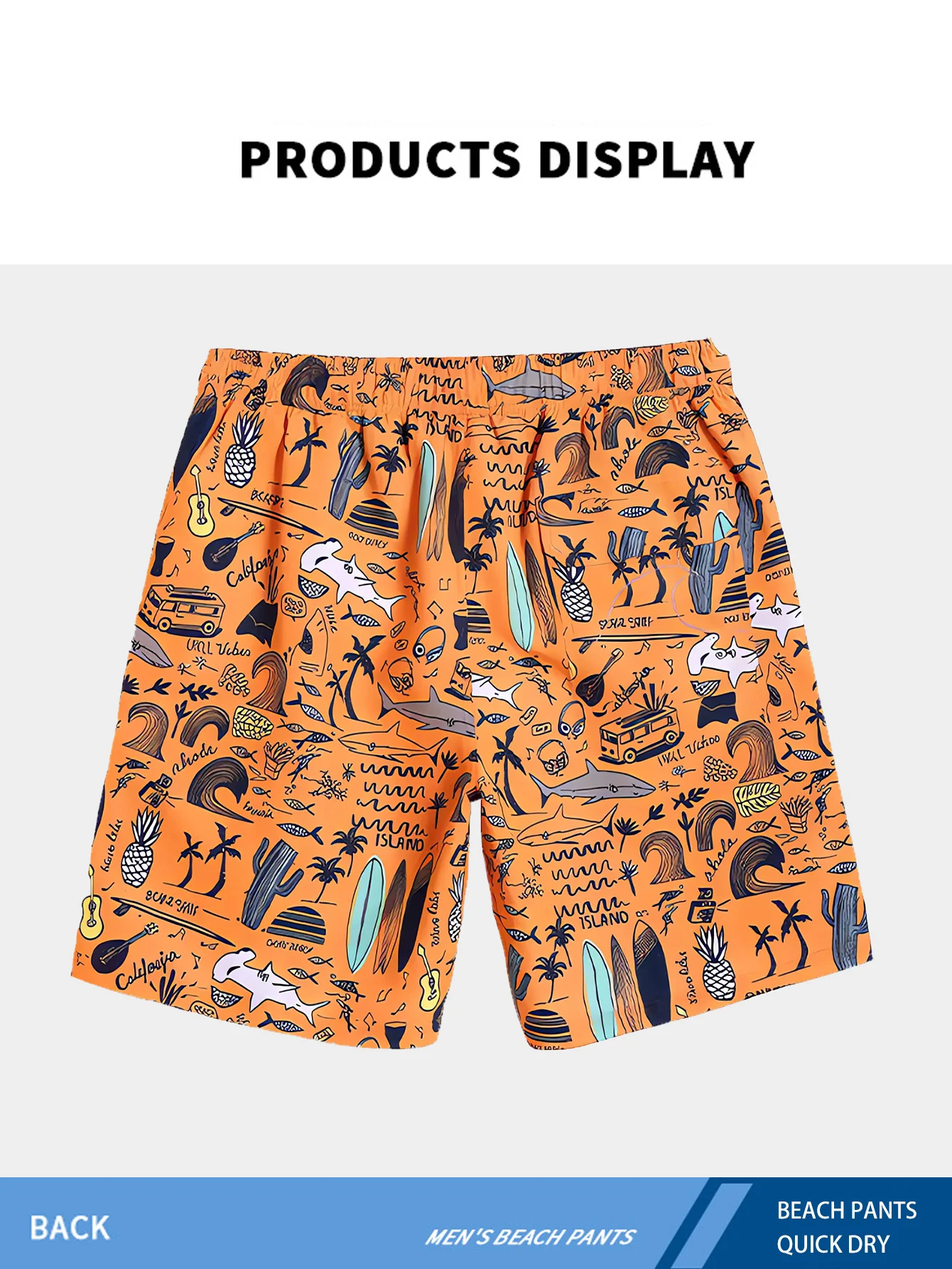 Hawaiian-style Surf Board Shorts Printed Outdoor Quick-Drying Breathable Double-Layer Surf Shorts